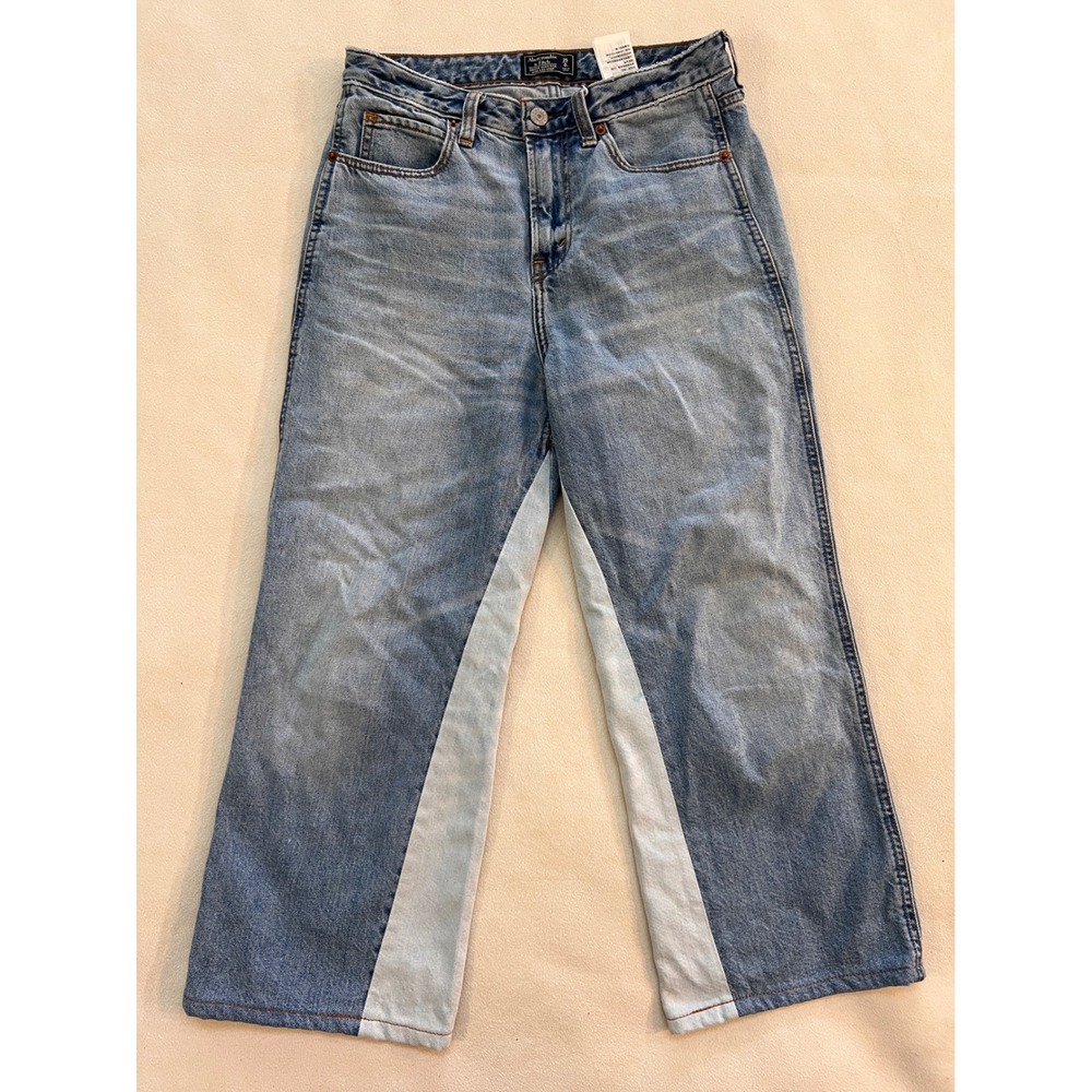 Abercrombie Fitch Simone High Rise Wide Leg Crop Jeans Size 25 Blue